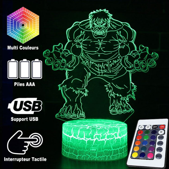 Lampa 3D Marvel Hulk