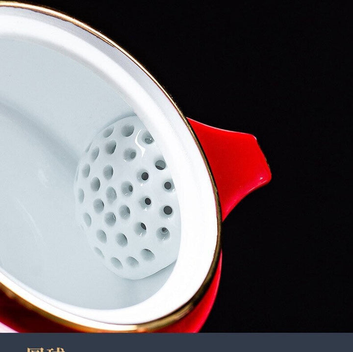 Ceramiczny-Kot-Szczęścia-Kuai-Ke-Kubek – Porcelanowy kubek do herbaty z sitkiem, filtrem i pokrywką, przenośny zestaw kubków do herbaty/kawy do biura, podróży, akcesoria do herbaty