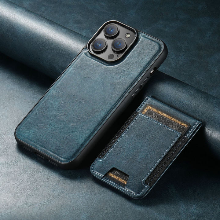 Skórzana Etui na Telefon z Miejscem na Karty i Stojakiem