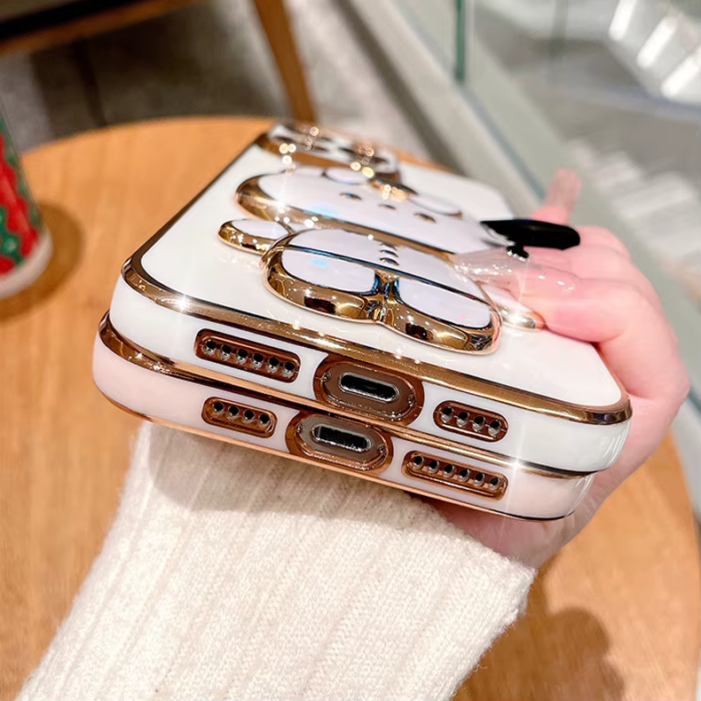 Etui na iPhone w stylu koreańskim z 3D króliczkiem