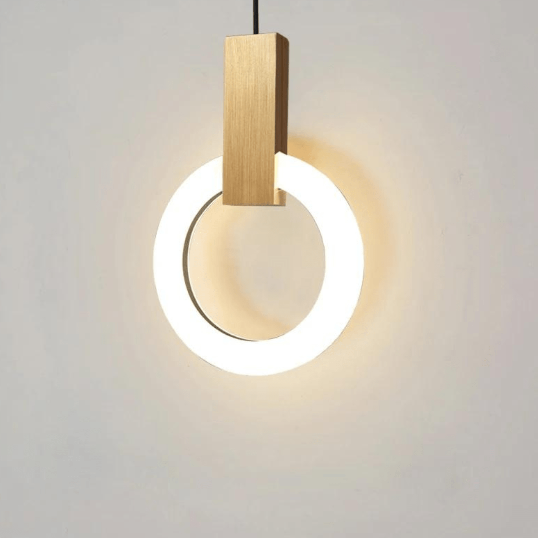 Nordyjska Lampa Wisząca LED z Drewna, Okrągła