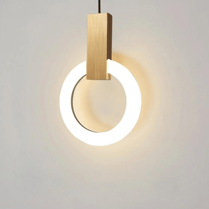 Nordyjska Lampa Wisząca LED z Drewna, Okrągła