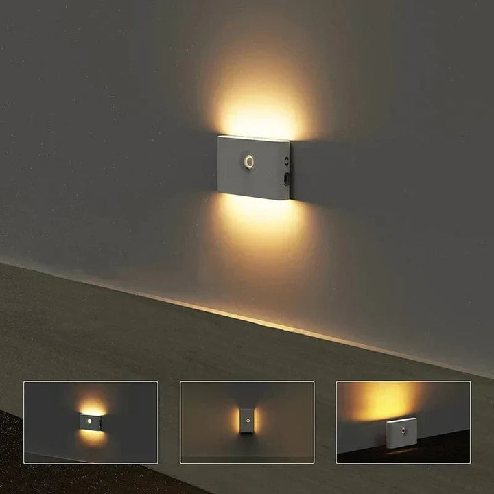 Bezprzewodowe lampki LED nocne z czujnikiem ruchu | Ładowane przez USB | Miłe ciepłe światło