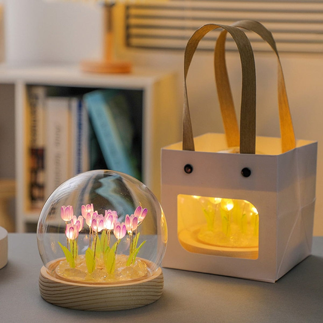 Lampa nocna LED Tulipan na baterie – Uspokajające bezprzewodowe światło do sypialni i pokoju dziecięcego |