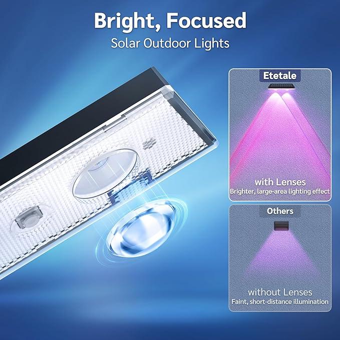 Zewnętrzne lampy solarne ogrodowe ciepłe białe i zmieniające kolor RGB, LED lampy solarne do oświetlenia ścian, balustrad, tarasów, schodów, ogrodów i podwórek