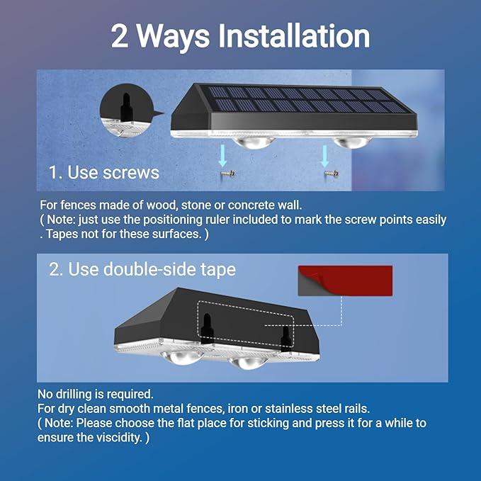 Zewnętrzne lampy solarne ogrodowe ciepłe białe i zmieniające kolor RGB, LED lampy solarne do oświetlenia ścian, balustrad, tarasów, schodów, ogrodów i podwórek