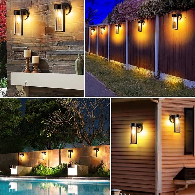 Lampy Ścienne Solarne Lampy Ogrodowe Zasilane Energą Słoneczną, Automatyczne Włączanie/Wyłączanie Wodoodporne Lampy Słoneczne na Zewnątrz Lampy Dekoracyjne Montowane na Ścianie dla Płotu, Patio, Ogrodu, Weryandy
