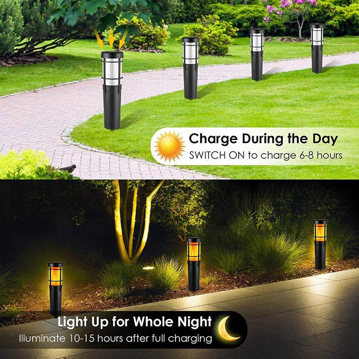 Lampy Solarne na Świeżym Powietrzu, z Tańczącym Płomieniem i Zmieniającymi się Kolorami RGB, LED Lampy Solarne do Ogrodu, Ścieżki, Trawnika - Wodoodporność IP65