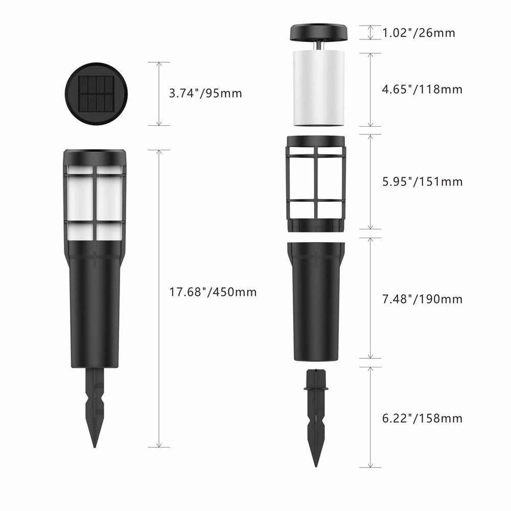 Lampy Solarne na Świeżym Powietrzu, z Tańczącym Płomieniem i Zmieniającymi się Kolorami RGB, LED Lampy Solarne do Ogrodu, Ścieżki, Trawnika - Wodoodporność IP65