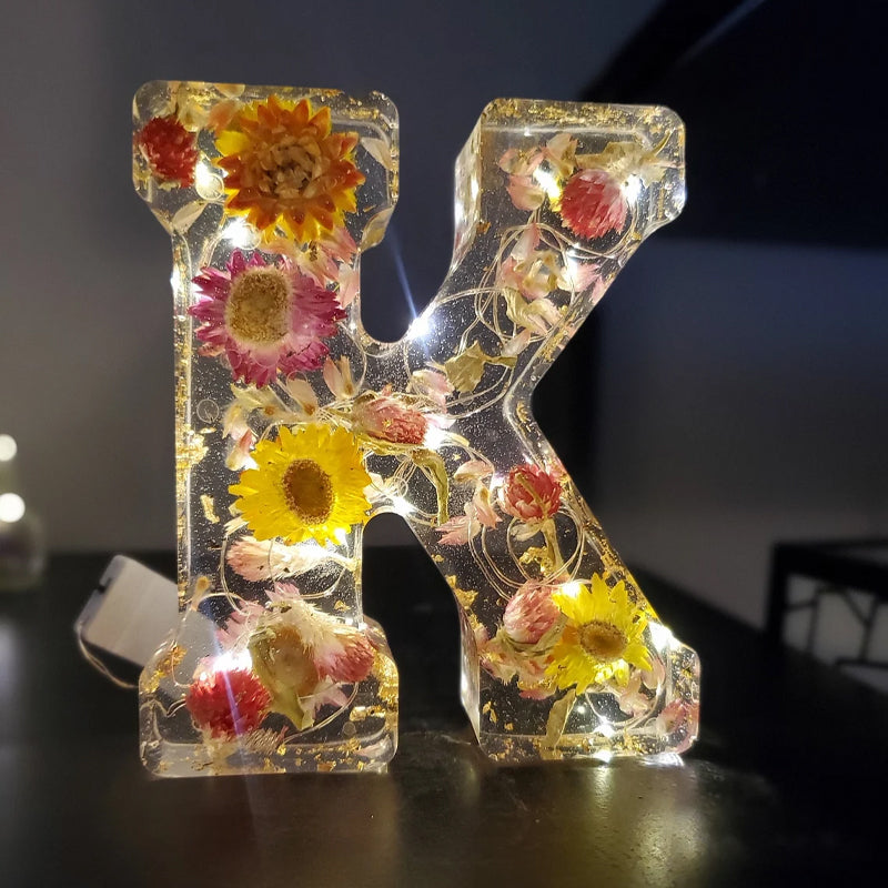 Suszone Kwiatowe Litery Nocna Lampa