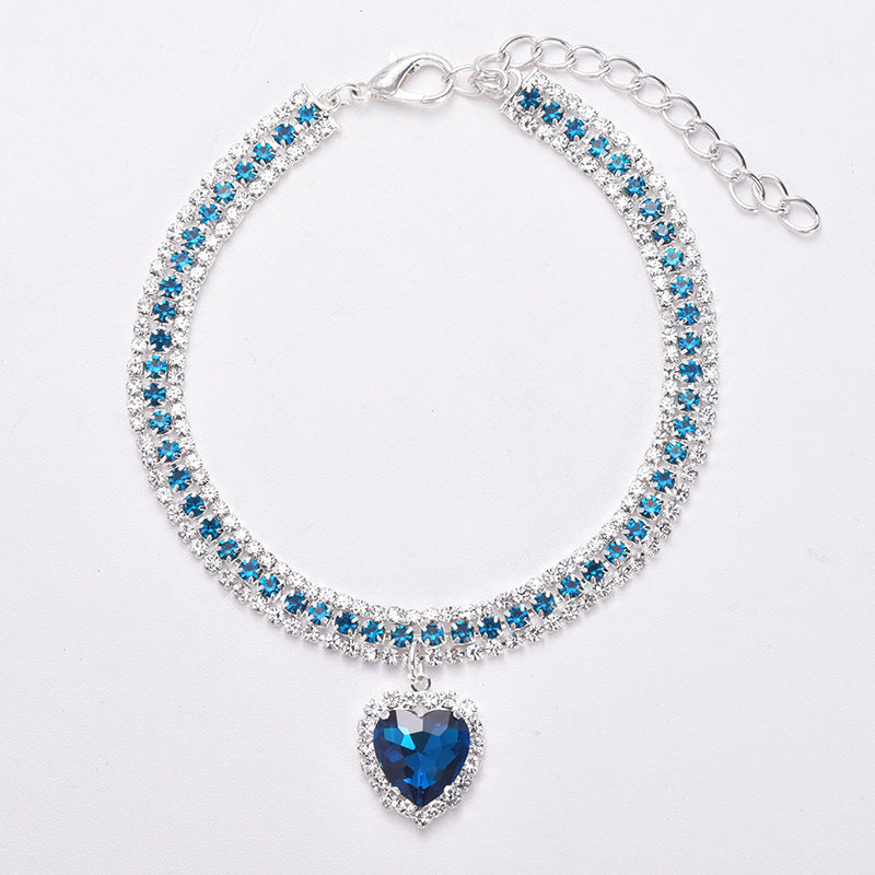 Luksusowy Kot | Luksusowa Kryształowa Obroża dla Kota z Serce Gemstone Wisiorek Odbijający