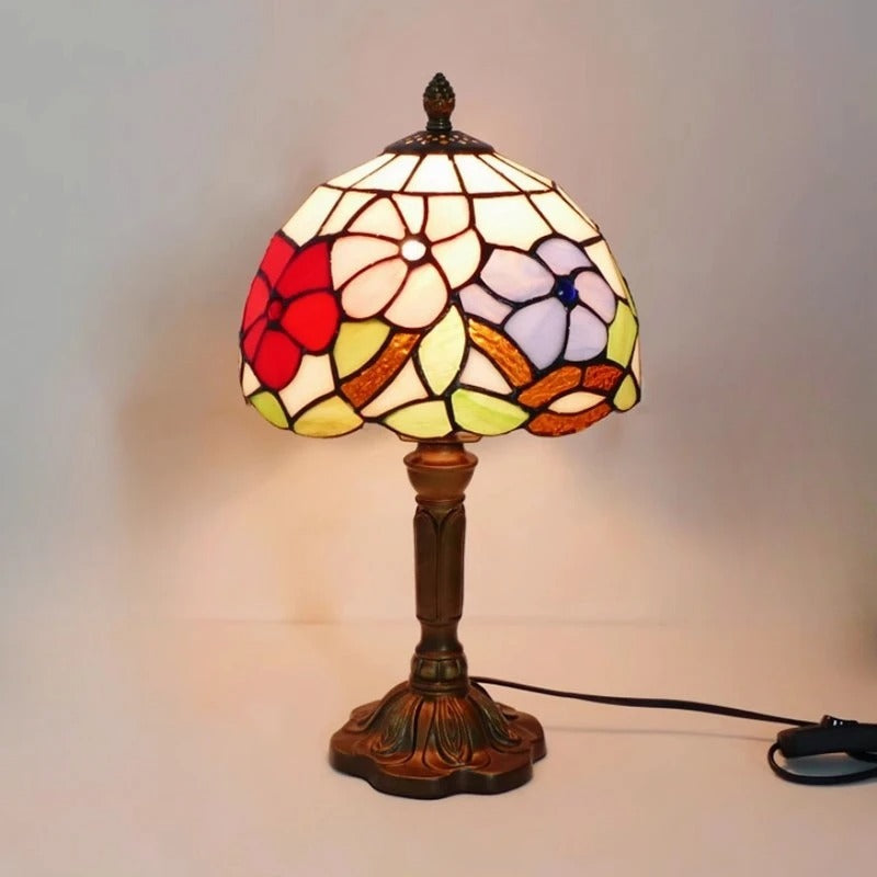 Lampa Stołowa LED Barokowa Retro E27 - Wintage Szkło Tiffany