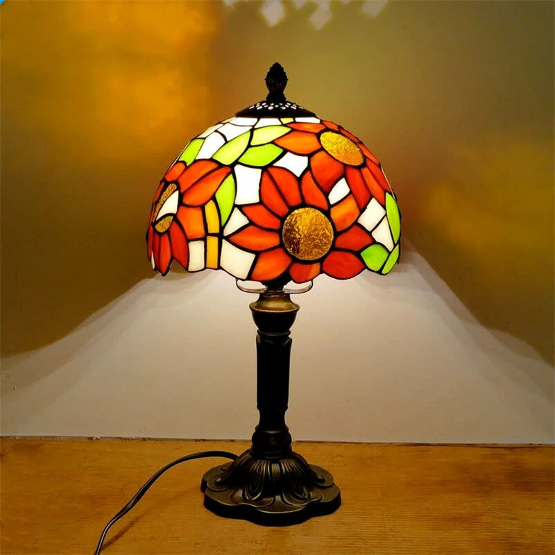 Lampa Stołowa LED Barokowa Retro E27 - Wintage Szkło Tiffany