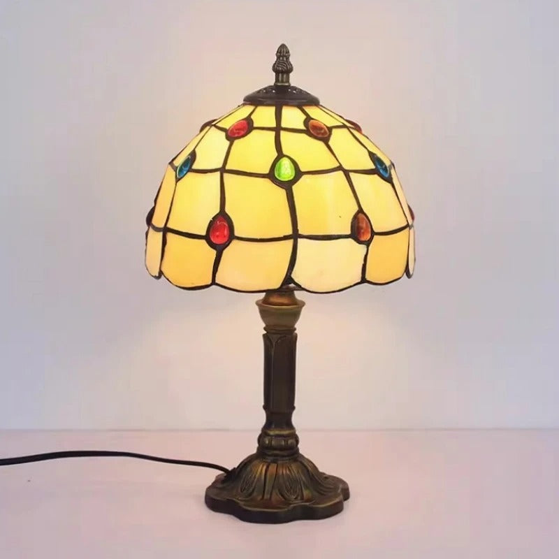 Lampa Stołowa LED Barokowa Retro E27 - Wintage Szkło Tiffany