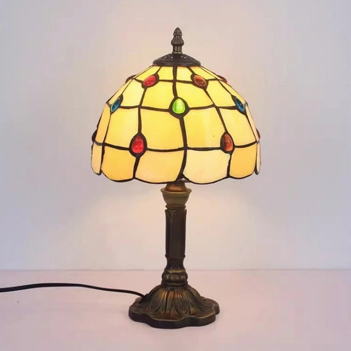 Lampa Stołowa LED Barokowa Retro E27 - Wintage Szkło Tiffany