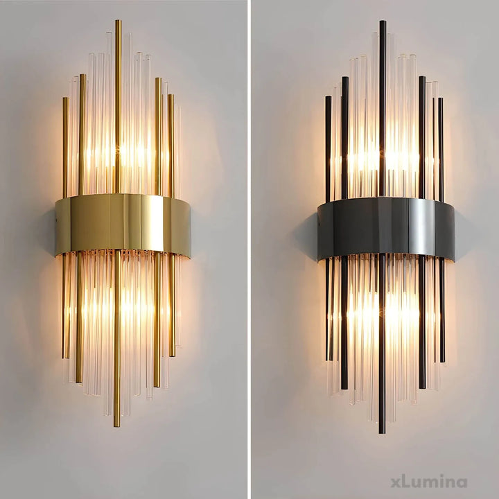Lampa ścienna z kryształową dekoracją
