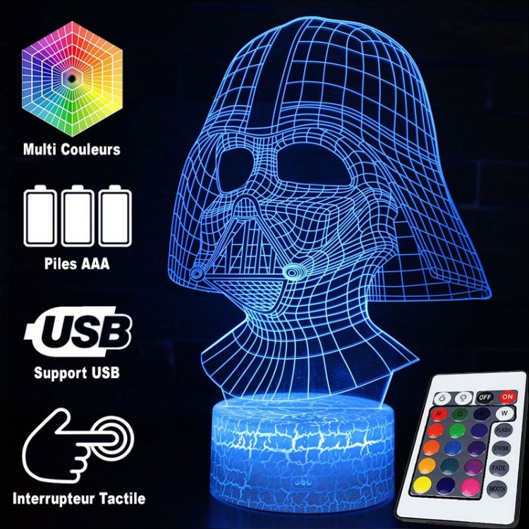 Lampa 3D hełm Darth Vader z Gwiezdnych Wojen