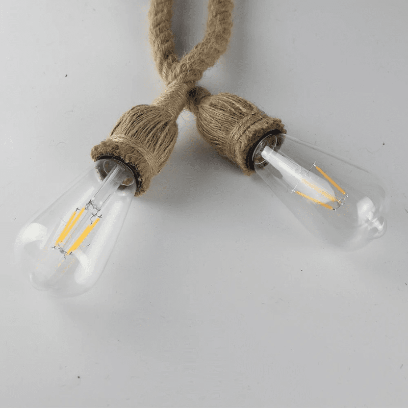 Lampa wisząca z vintage konopnym sznurkiem
