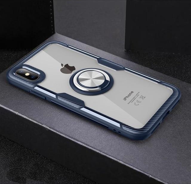 Etui na iPhone z włókna węglowego z magnetycznym pierścieniem