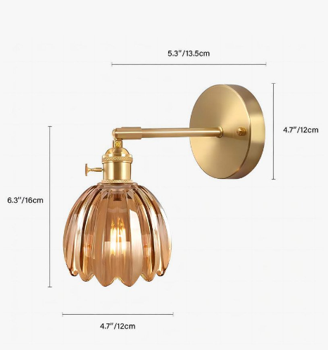Lampa Ścienna Tulipan Kwiatowy Pąk Szklana