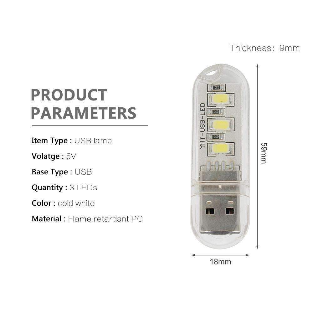 Mini USB LED Nocna Lampa - Zimna Biała Lampa