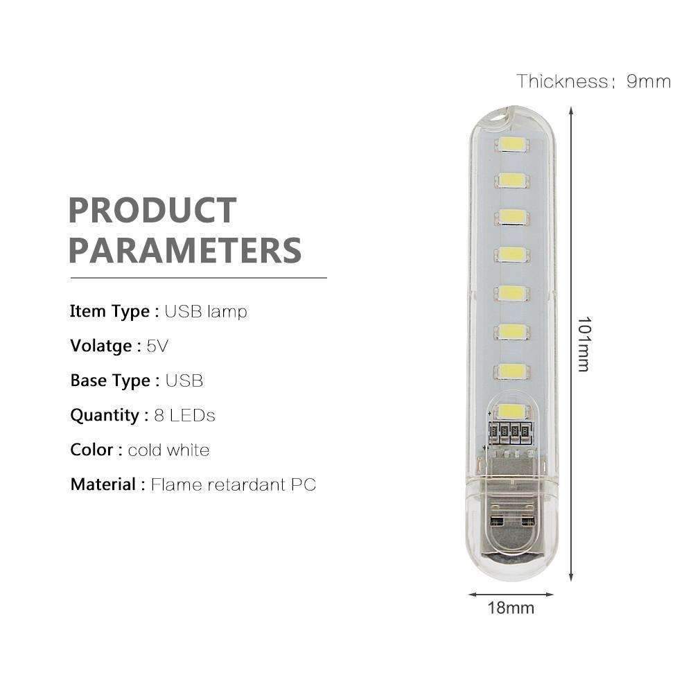 Mini USB LED Nocna Lampa - Zimna Biała Lampka