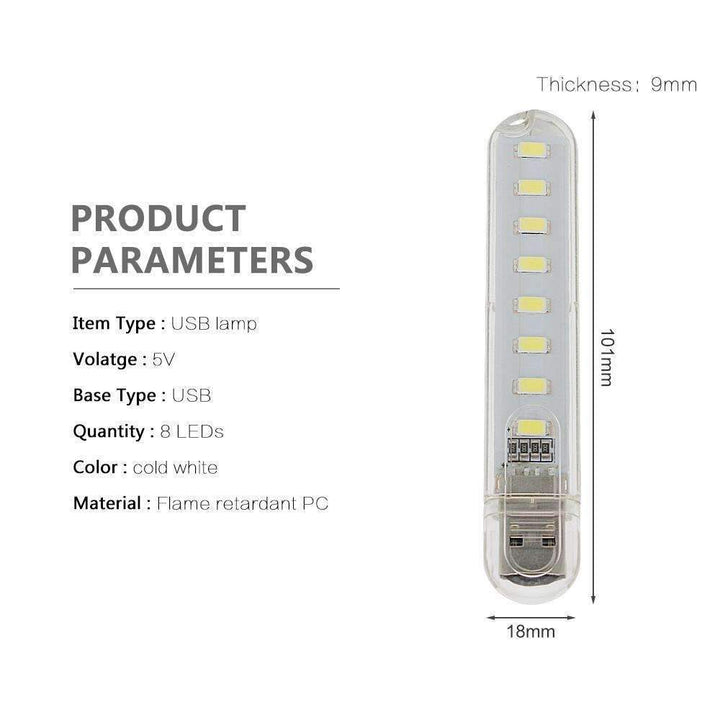 Mini USB LED Nocna Lampa - Zimna Biała Lampka