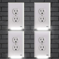 Zestaw 4x Osłona Gniazdka z LED Nocnym Światłem | Energooszczędne, Automatyczny Czujnik i Bezpieczne dla Pokoi Dzieci