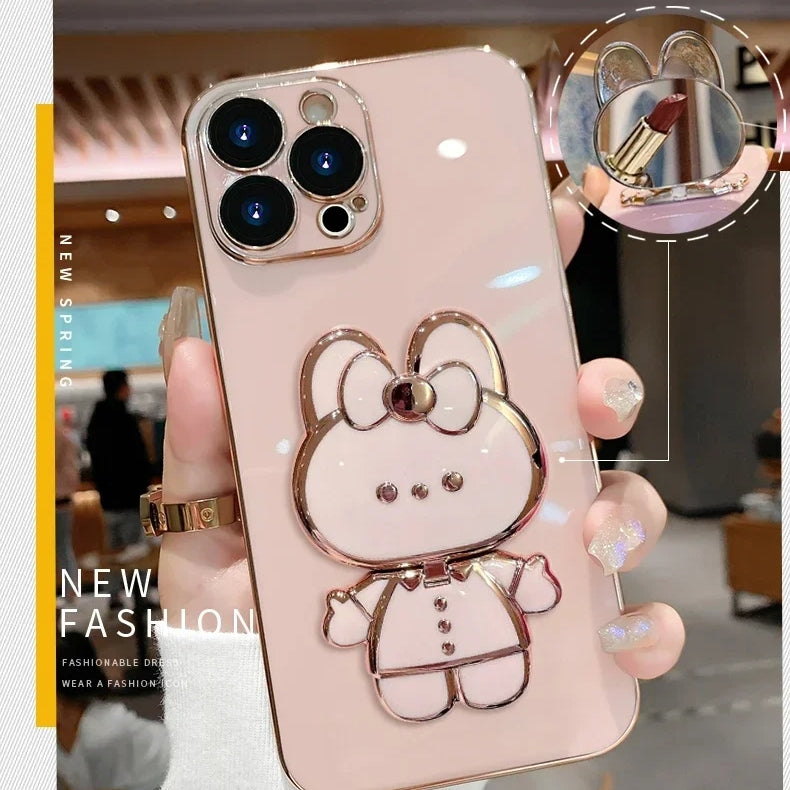 Etui na iPhone w stylu koreańskim z 3D króliczkiem