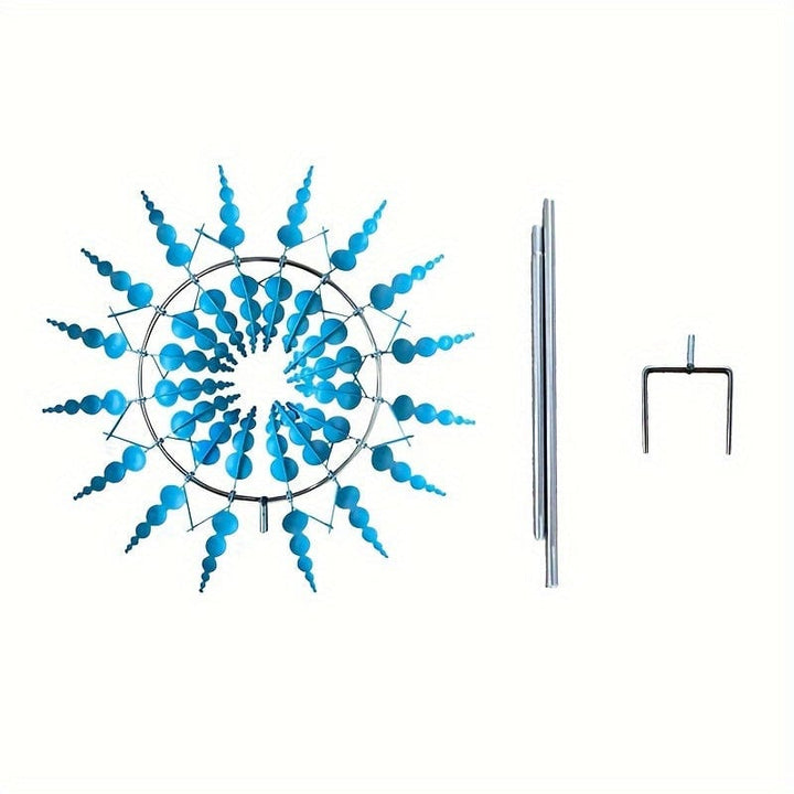 1 sztuka magicznego metalowego wiatraka, 3D metalowy dzwonek wietrzny na zewnątrz do ogrodu i podwórka, unikalne metalowe kinetyczne rzeźby wiatrowe i dzwonek wietrzny, chwytacz wiatru metalowa dekoracja na tarasie ogrodowym rzeźba wiatrowa