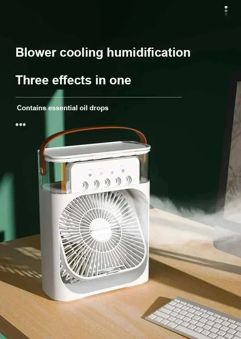 Nowy wentylator 3 w 1, klimatyzator domowy, mini chłodziarka powietrza, przenośny nawilżacz powietrza z LED-owym nocnym światłem |