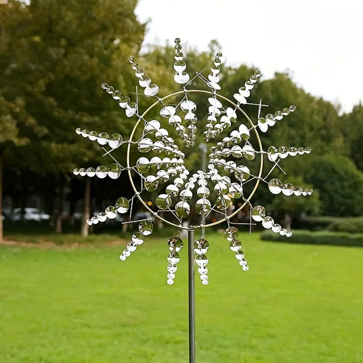1 sztuka magicznego metalowego wiatraka, 3D metalowy dzwonek wietrzny na zewnątrz do ogrodu i podwórka, unikalne metalowe kinetyczne rzeźby wiatrowe i dzwonek wietrzny, chwytacz wiatru metalowa dekoracja na tarasie ogrodowym rzeźba wiatrowa