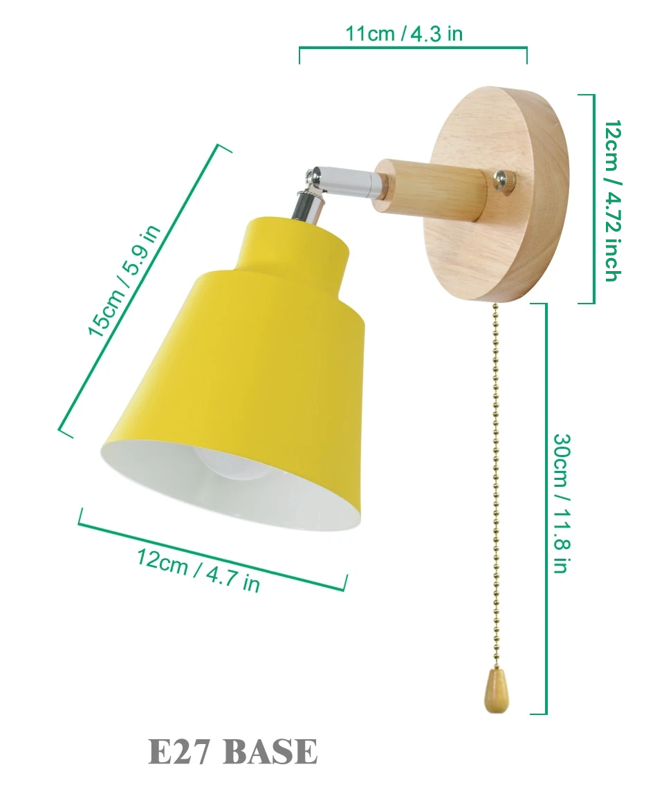 Obrotowa lampa ścienna Collin z przełącznikiem na łańcuszku
