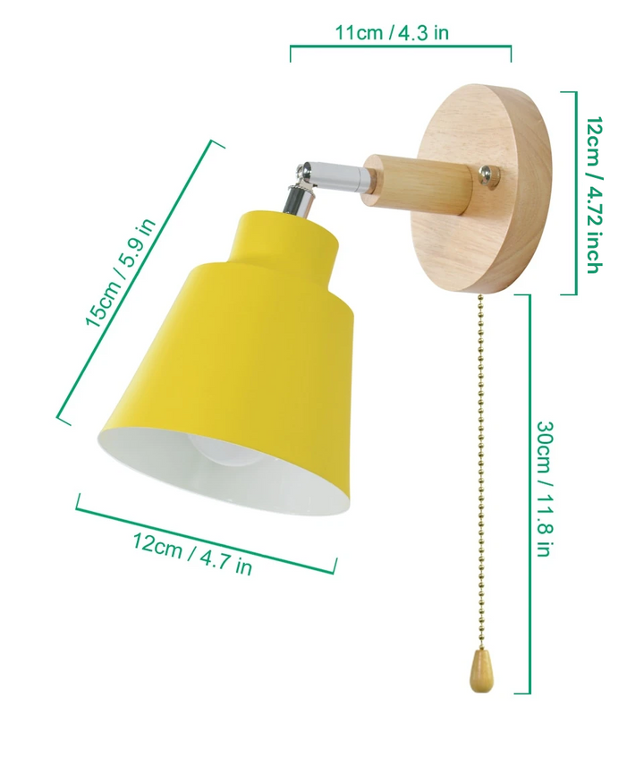 Soleil - Ściemnialna Lampa Ścienna Soleil z Włącznikiem na Sznurku