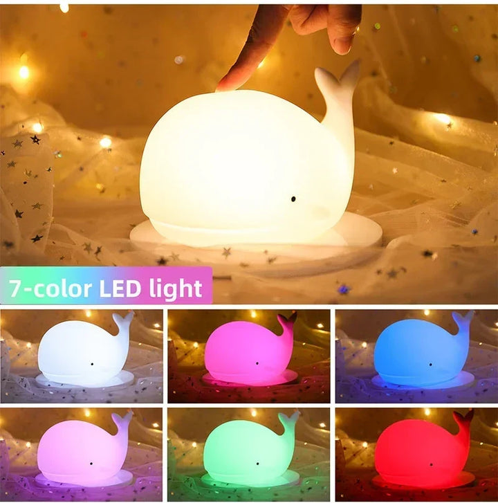 Urocza Lampa Nocna Waleń z Zmieniającymi się Kolorami - GlowWhale