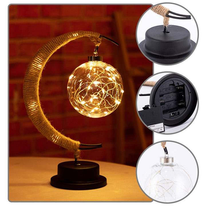 Lampa Księżycowa Rayvia - LED w Kształcie Półksiężyca z Szklanym Globem dla Przytulnej Atmosfery
