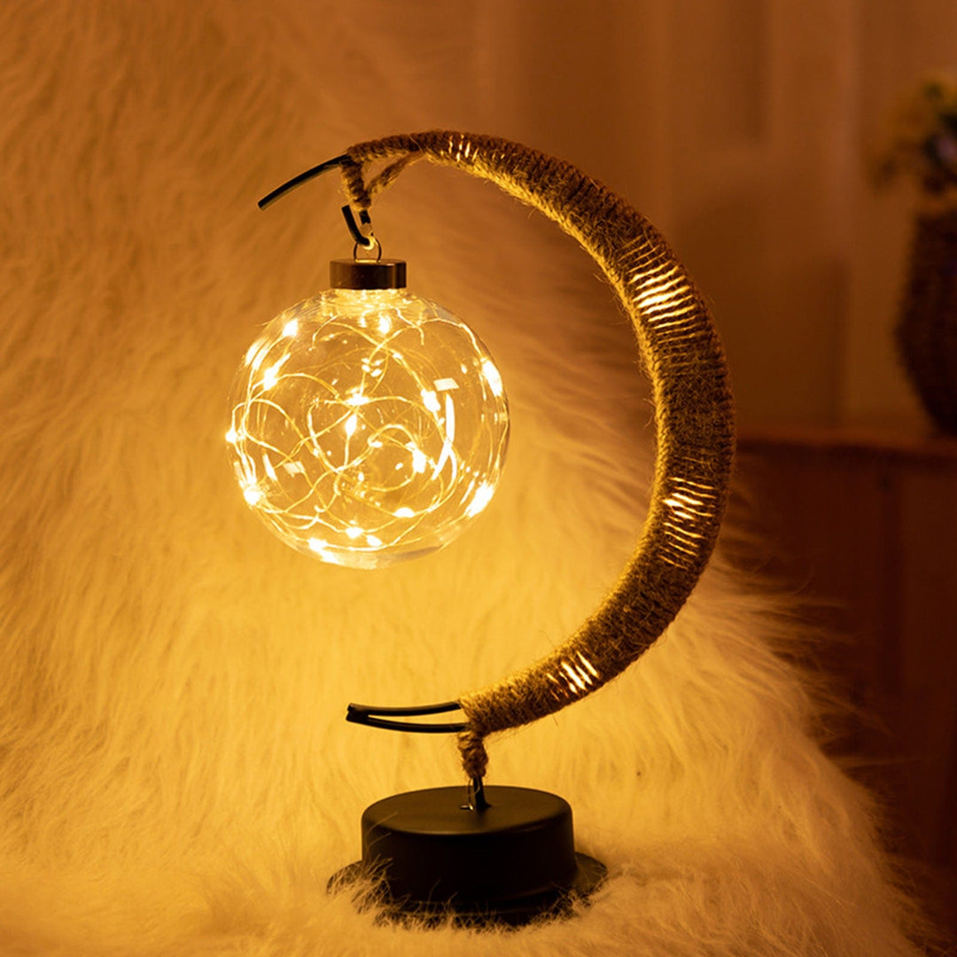 Lampa Księżycowa Rayvia - LED w Kształcie Półksiężyca z Szklanym Globem dla Przytulnej Atmosfery