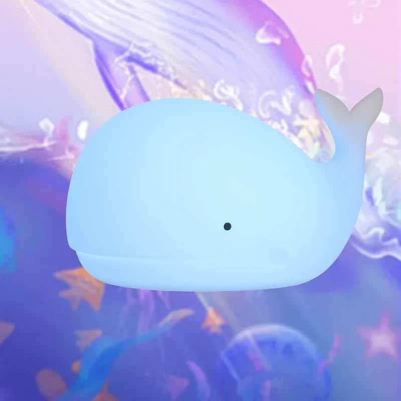 Urocza Lampa Nocna Waleń z Zmieniającymi się Kolorami - GlowWhale