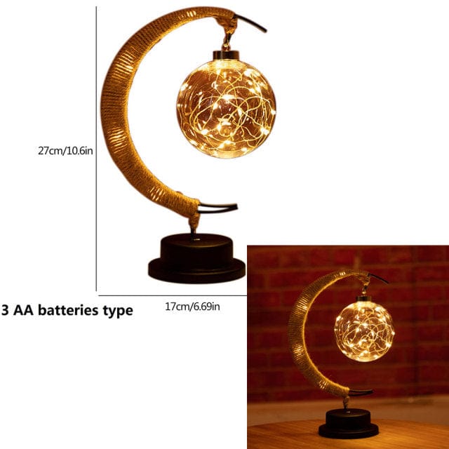 Lampa Księżycowa Rayvia - LED w Kształcie Półksiężyca z Szklanym Globem dla Przytulnej Atmosfery