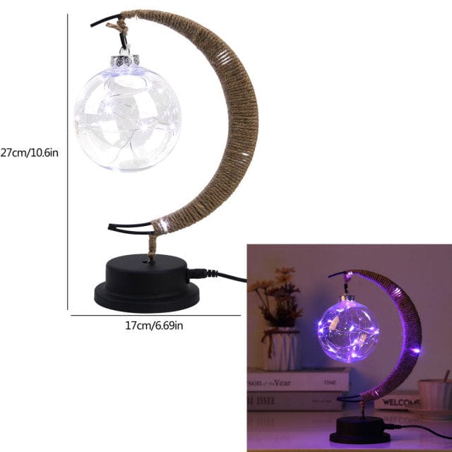 Lampa Księżycowa Rayvia - LED w Kształcie Półksiężyca z Szklanym Globem dla Przytulnej Atmosfery