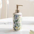 Dispenser do mydła wykonany z ceramiki z kwiatowym wzorem