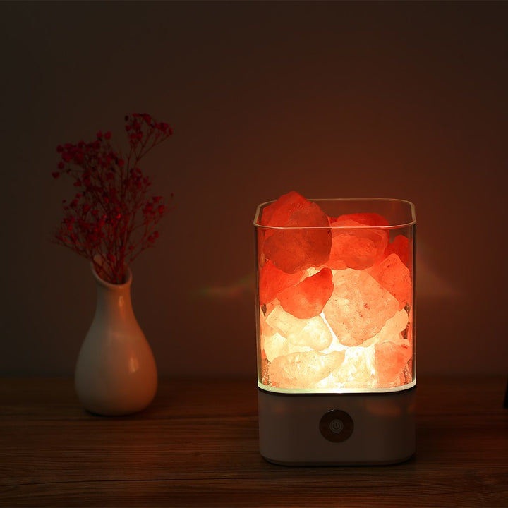 Lampa biurkowa z soli himalajskiej i oczyszczacz powietrza Biała