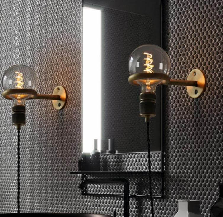 Lampa Ścienna z Lustrem w Stylu Nordic Retro |