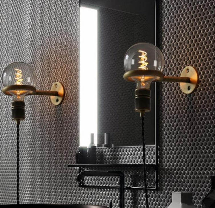 Lampa Ścienna z Lustrem w Stylu Nordic Retro |