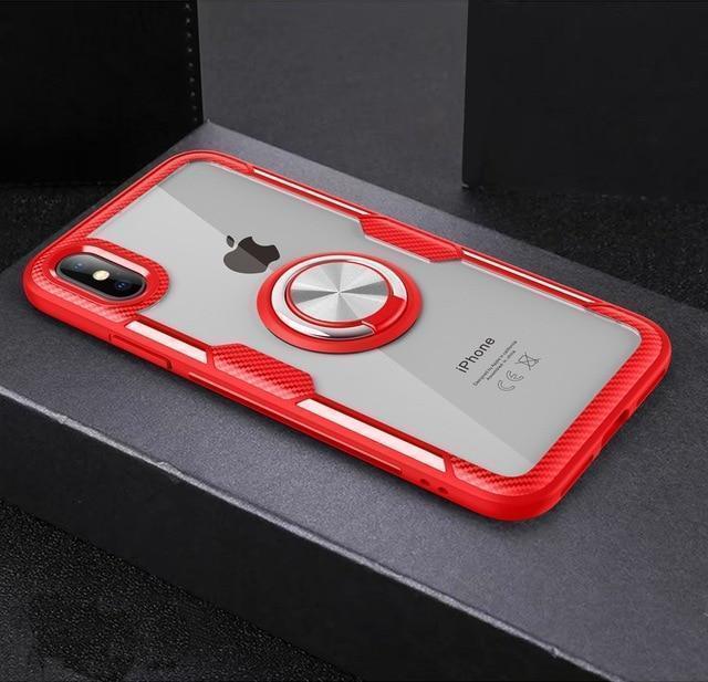 Etui na iPhone z włókna węglowego z magnetycznym pierścieniem