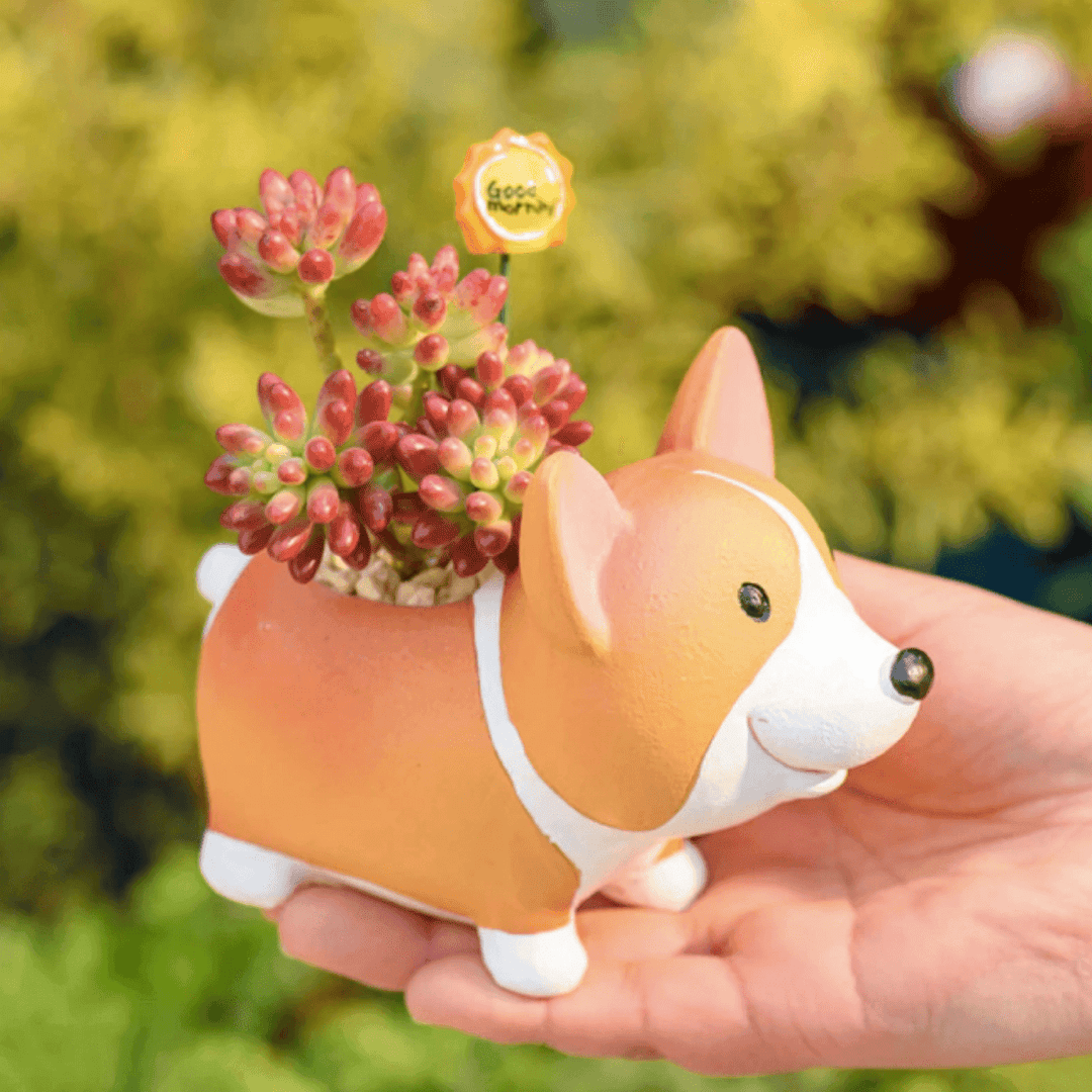 Mini doniczka Corgi z żywicy