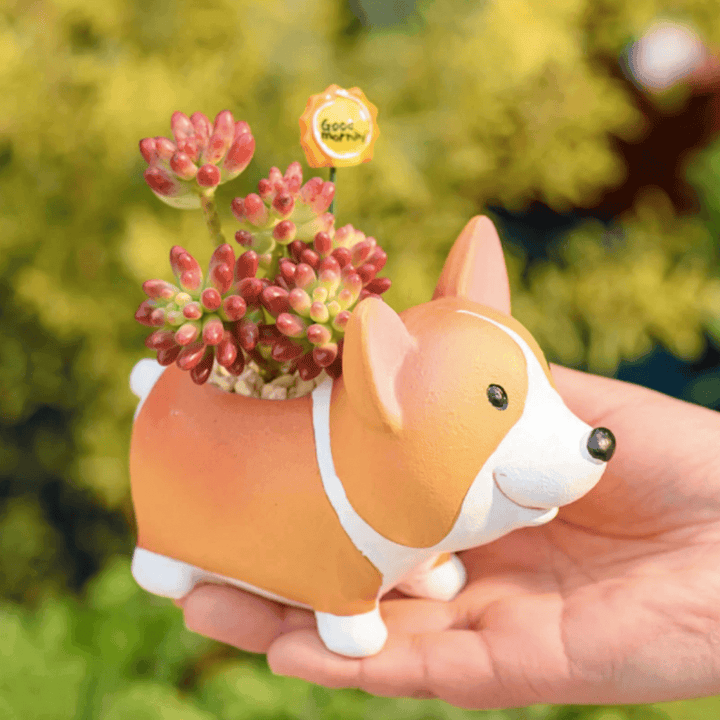 Mini doniczka Corgi z żywicy