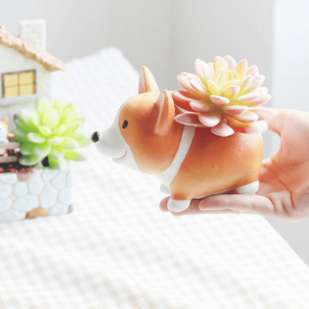 Mini doniczka Corgi z żywicy