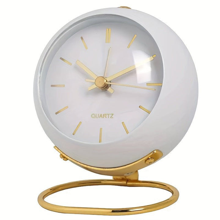 Buzzley Retro Cichy Budzik – Vintage Metalowy Zegar Analogowy z Nocnym Światłem