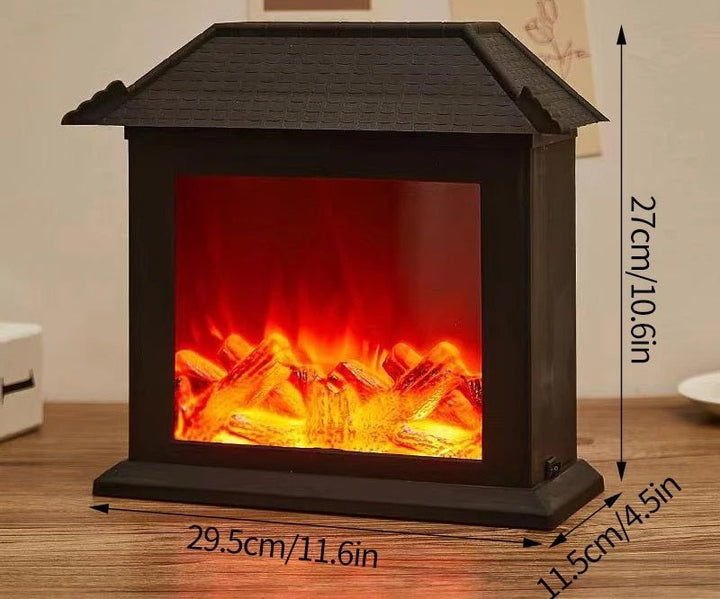 Retro Lampa Kominkowa – Migoczące Światło Nocne z Płomieniem na Święta, Zasilana przez USB/Baterie